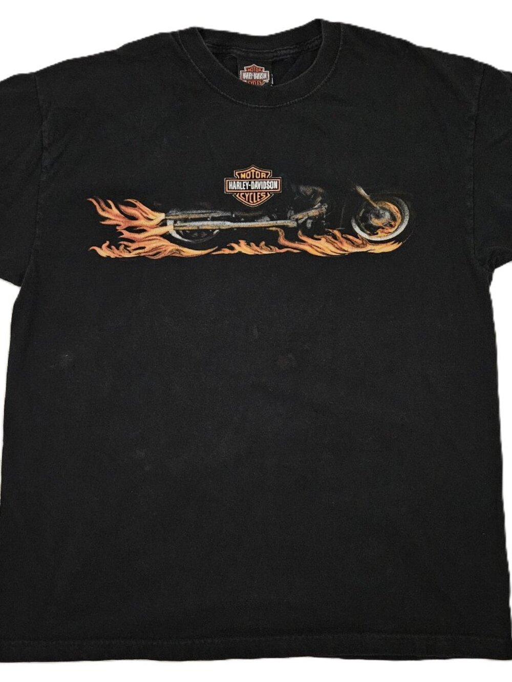 2008 Harley Davidson t-shirt Large Flames Kauai Hawaii Black Blazing Barb Wire L